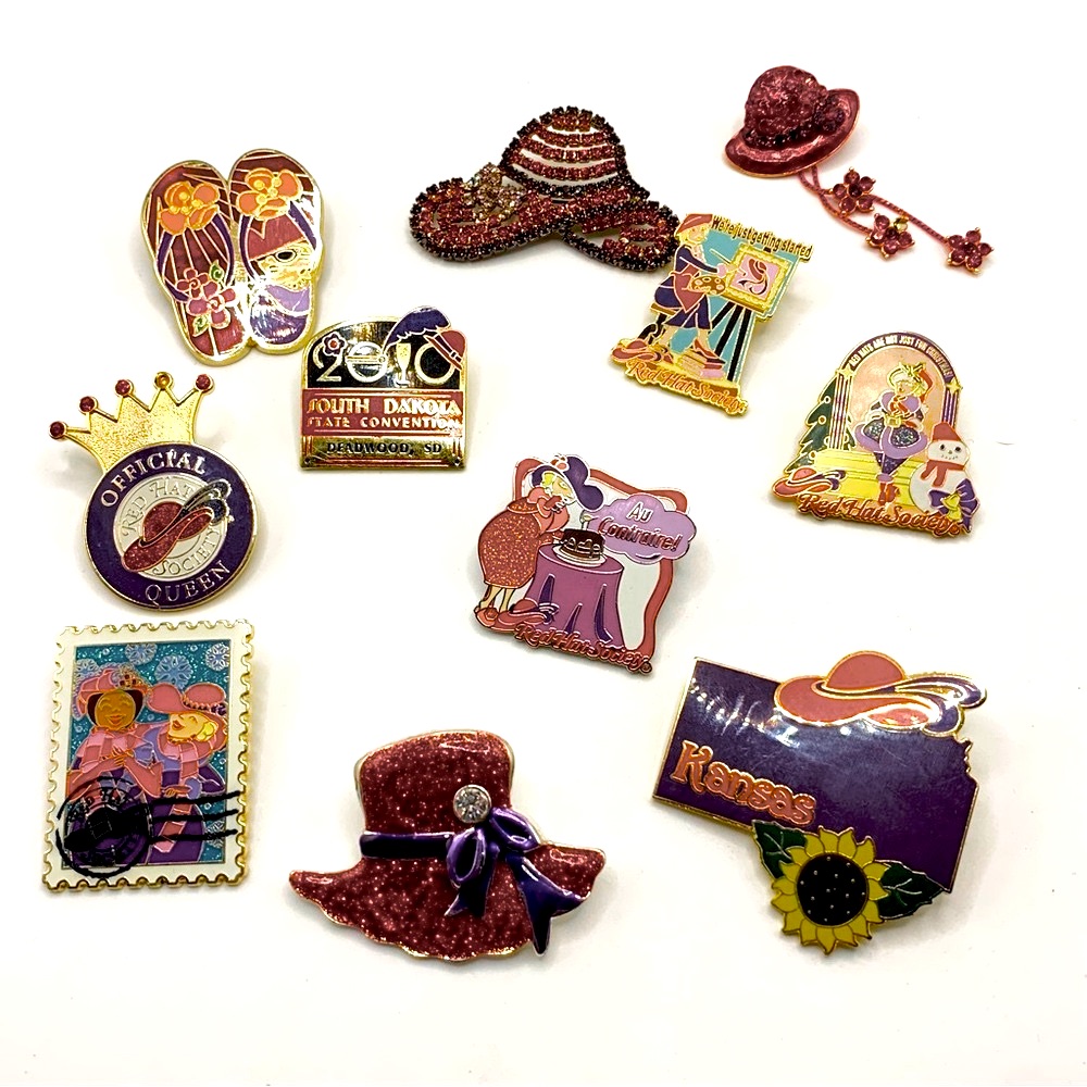 Red Hat Society Lot Of Pins And Brooches
